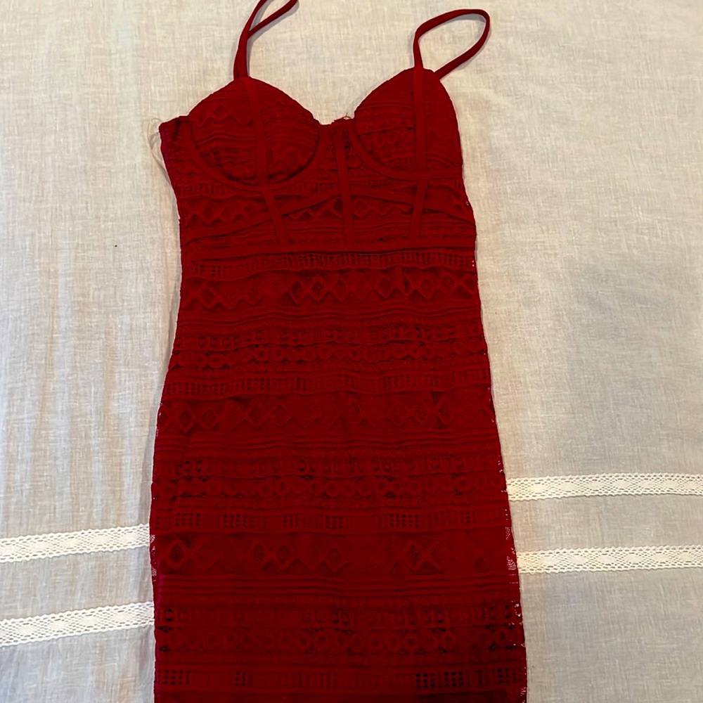 Brand new red lace dress.